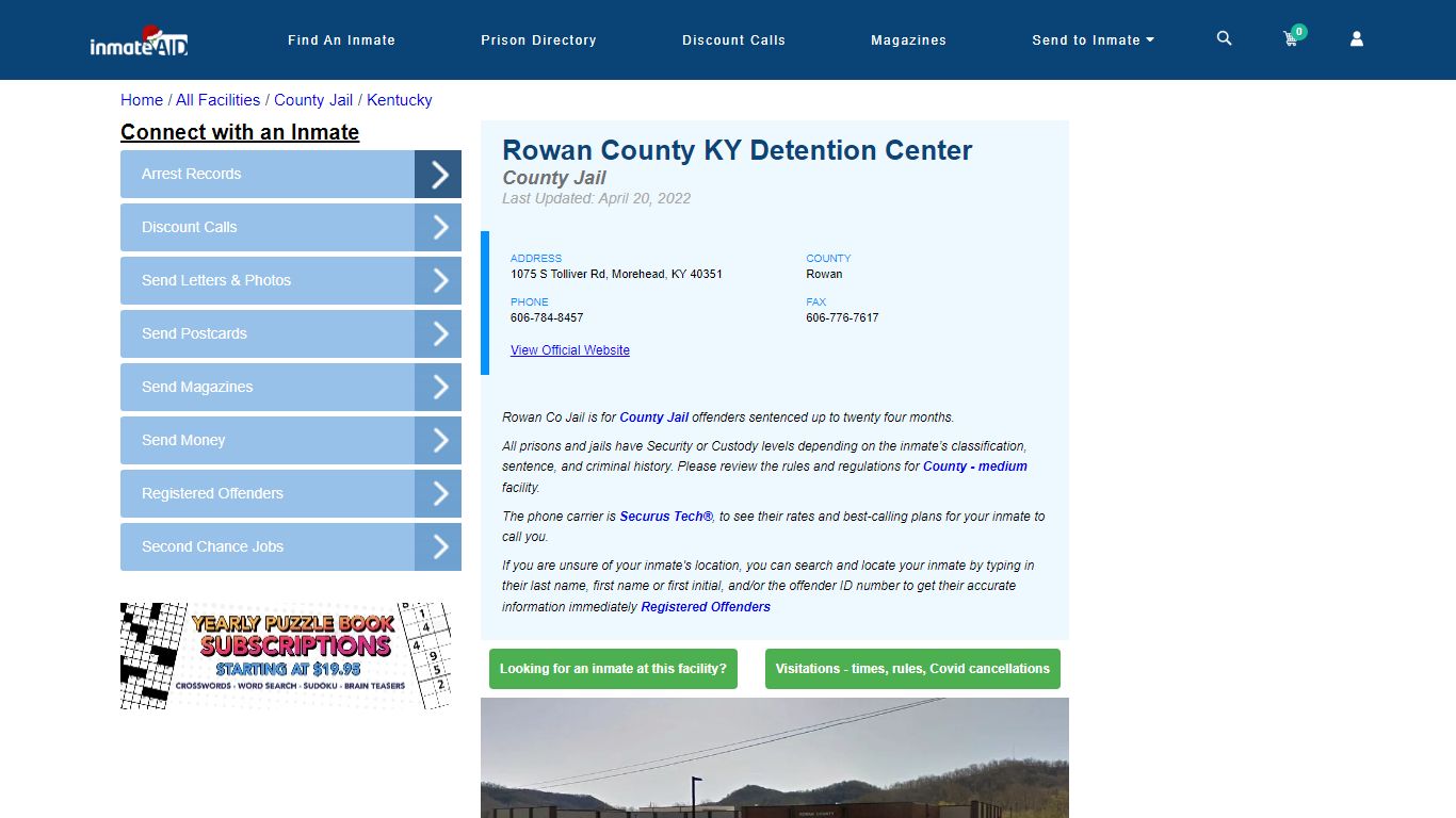 Rowan County KY Detention Center - Inmate Locator - Morehead, KY
