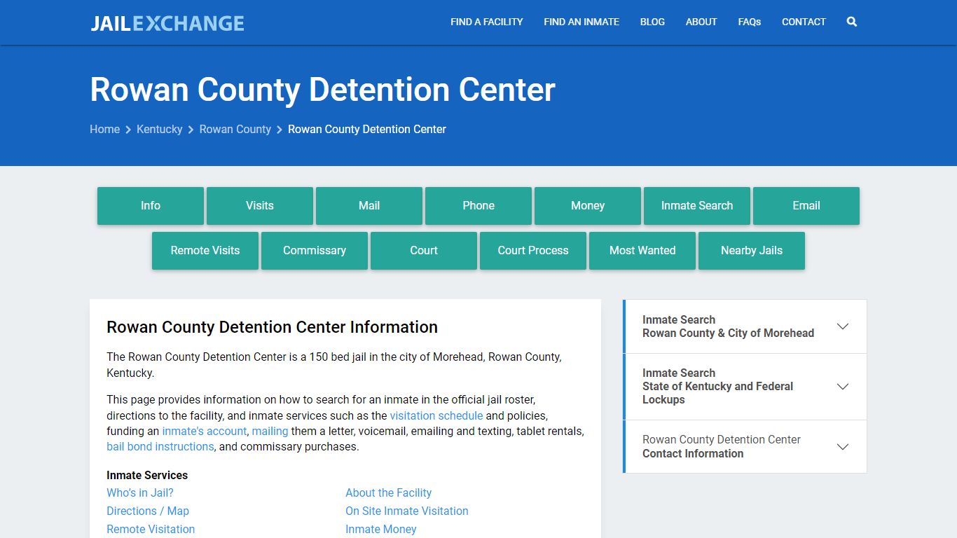 Rowan County Detention Center, KY Inmate Search, Information