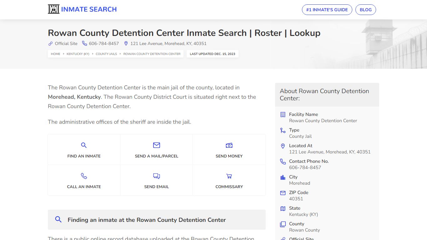 Rowan County Detention Center Inmate Search | Roster | Lookup